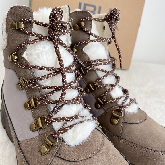 JBU Women's Alexa Water Resistant Winter Boots, Faux Fur Lining, Taupe, Size 9M - Picture 7 of 8
